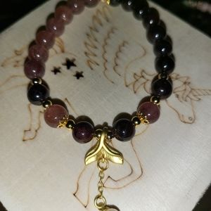 Garnet & Strawberry Quartz Crystal Bracelet (AAA GRADE)